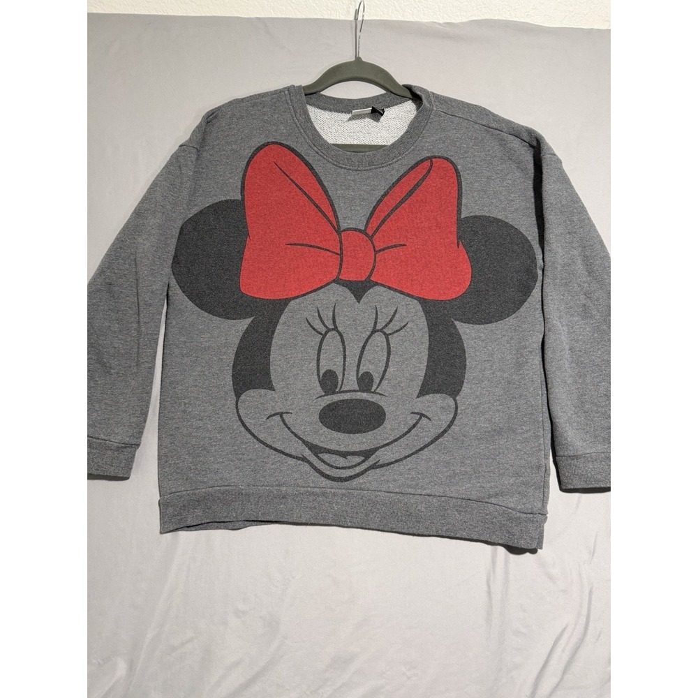 Disney ls pullover crew neck sweater minnie big red bow, women's medium - Picture 1 of 7